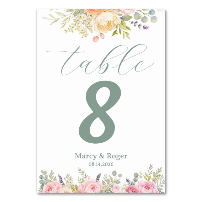Numéro De Table Bouquet de jardin à l'aquarelle douce Fleurs de ma (Par défaut)