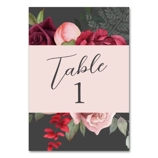 Numéro De Table Bouquet de mariage floral rose romantique (Par défaut)