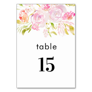 Numéro de table bouquet de roses aquarelles