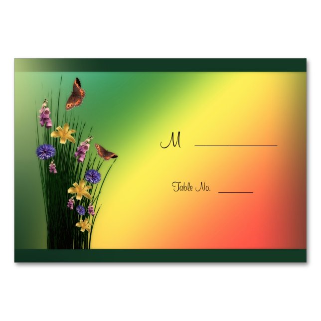 Numéro De Table Bouquet Herbeux Et Papillons (Devant)