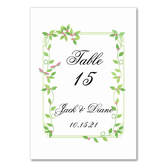 Numéro De Table Bourgeons roses sur mariage de lierre vert (Par défaut)
