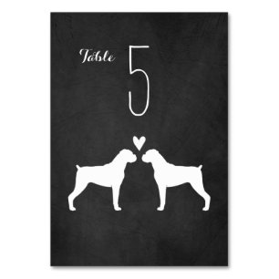 Numéro De Table Boxer Chien Silhouettes Mariage Réception