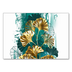 Numéro De Table Branche avec Feuilles d'or Ginko Biloba