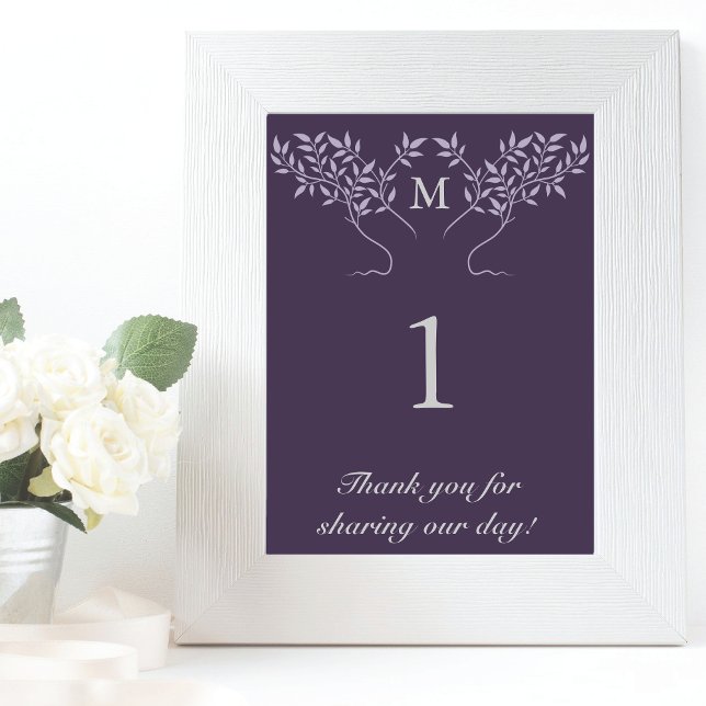 Numéro De Table Branches de l'arbre de vie sur l'aubergine pourpre (Créateur téléchargé)