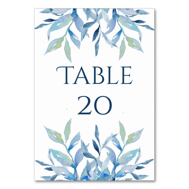 Numéro De Table Branches de saule bleu, accueil de mariage aquarel (Par défaut)