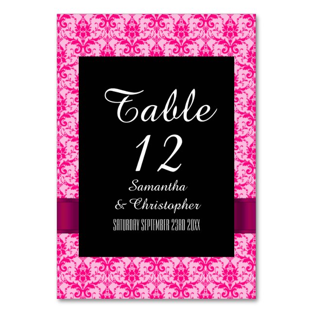 Numéro De Table Bright coloré rose damask (Par défaut)