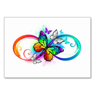 Numéro De Table Bright infinity with rainbow butterfly