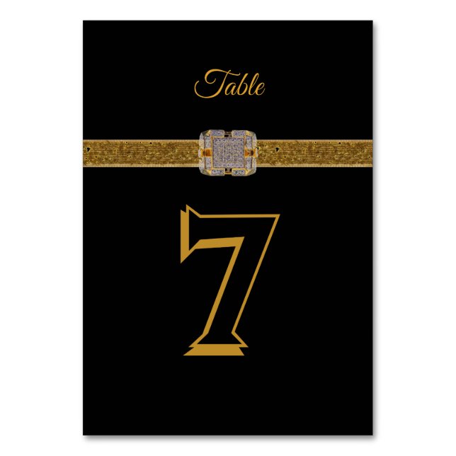 Numéro De Table Broche élégant avec paillettes noir or (Par défaut)