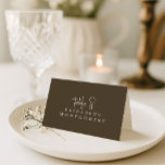 Numéro De Table Brown Simple Modern Wedding Calligraphy<br><div class="desc">Brown Simple Modern Wedding Calligraphy Table Number

minimal wedding table number,  simple modern wedding guest order,  

table number wedding place card,  elegant wedding place card,  minimalist name table number,  bride and groom names,  simple table card,  wedding folded place card escort,  minimal,  black and white, </div>