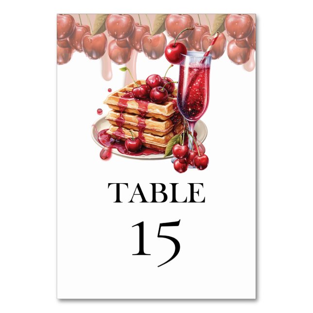 Numéro De Table Brunch Fête des mariées cerise (Par défaut)