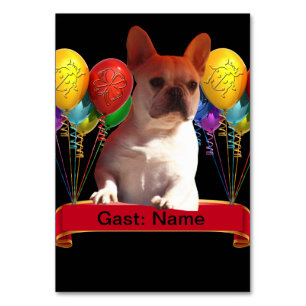 Numéro De Table Bulldog français avec ballons
