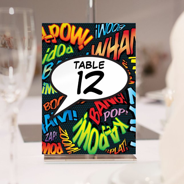 Numéro De Table Bulle de dialogue Fun Retro Bande dessinée (Speech Bubble Fun Retro Comic Book Table Number)