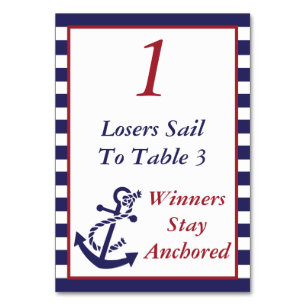 Numéro De Table Bunco Ancre nautique Thème #1