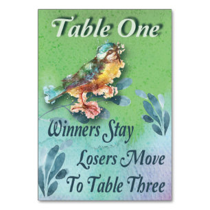 Numéro De Table Bunco Bird Spring Table One Aquarelle