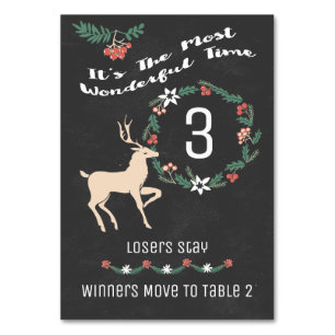 Numéro De Table Bunco Christmas Reindee - Table Trois
