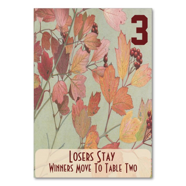 Numéro De Table Bunco feuilles et baies #3 (Dos)