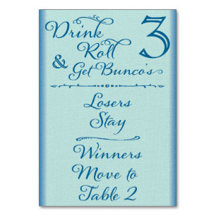 Numéro De Table Bunco Funny Boissons & Roll Table Card #3 de 4