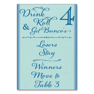Numéro De Table Bunco Funny Boissons & Roll Table Card #4 de 4