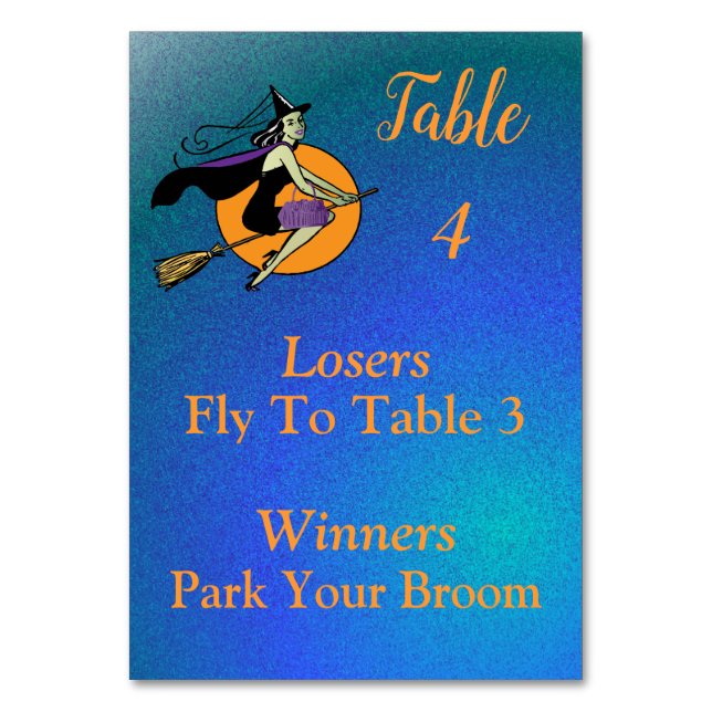 Numéro De Table Bunco October Witch Park Your Broom 4 of 4 Table N (Par défaut)