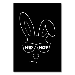 Numéro De Table Bunny Hip hop De Pâques Avec Lunettes De Soleil Dr