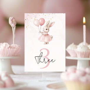 Numéro De Table Bunny Pastel rose Anniversaire