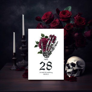 Numéro De Table Burgundy Floral Skeleton Gothic Wedding