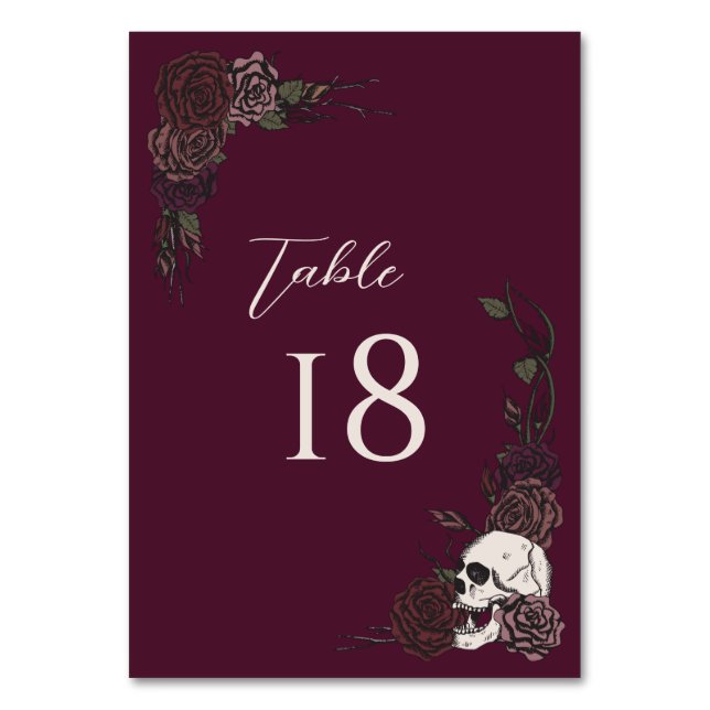 Numéro De Table Burgundy Gothic Wedding Table Number Card (Par défaut)