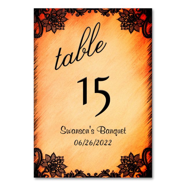 Numéro De Table Burnt Orange Lace Table Number  (Par défaut)