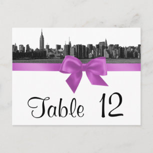 Numéro de table BW Lilac NYC Wide Skyline Etched