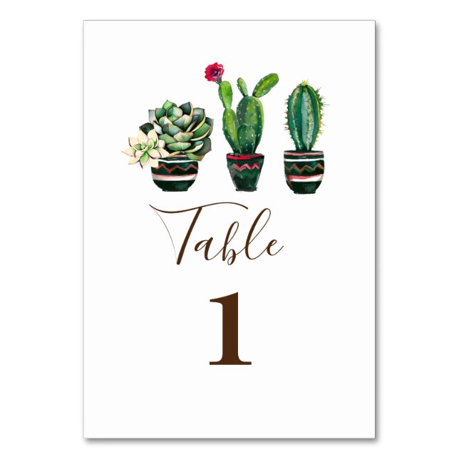 Numéro De Table cactus, succulent, aquarelle, fiesta, mexicaine, (Par défaut)