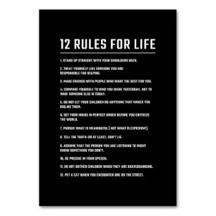 Numéro De Table Cadeau Anniversaire 12 Règles pour la vie