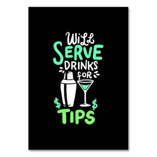 Numéro De Table Cadeau de Noël Bartender Sert Des Boissons Pour