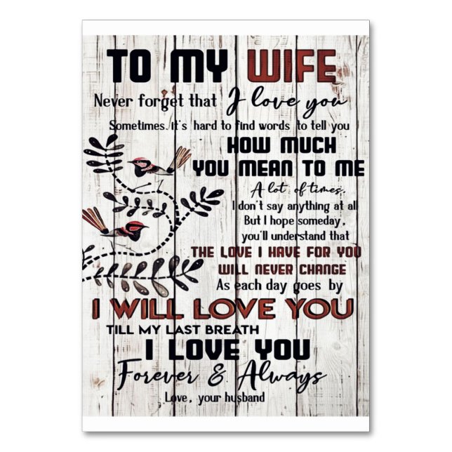 Numéro De Table Cadeau Pour Femme | À ma femme belle lettre (Par défaut)