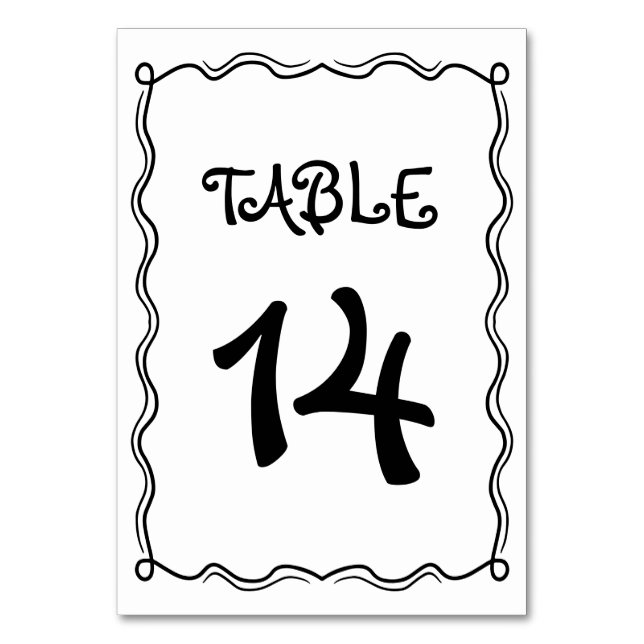 Numéro De Table Cadran blanc, noir dessiné à la main (Par défaut)