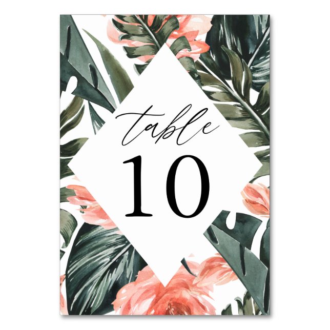 Numéro De Table Cadre de fleurs de corail tropicales à l'aquarelle (Par défaut)