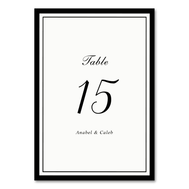 Numéro De Table Cadre de mariage élégant classique bordure (Dos)