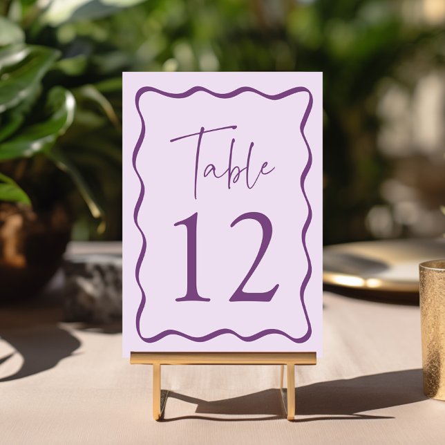 Numéro De Table Cadre de mariage moderne violet ondulé (Créateur téléchargé)