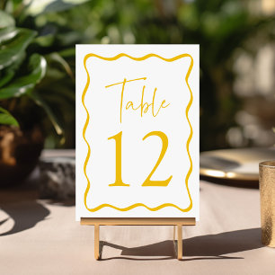 Numéro De Table Cadre de mariage ondulé jaune moderne