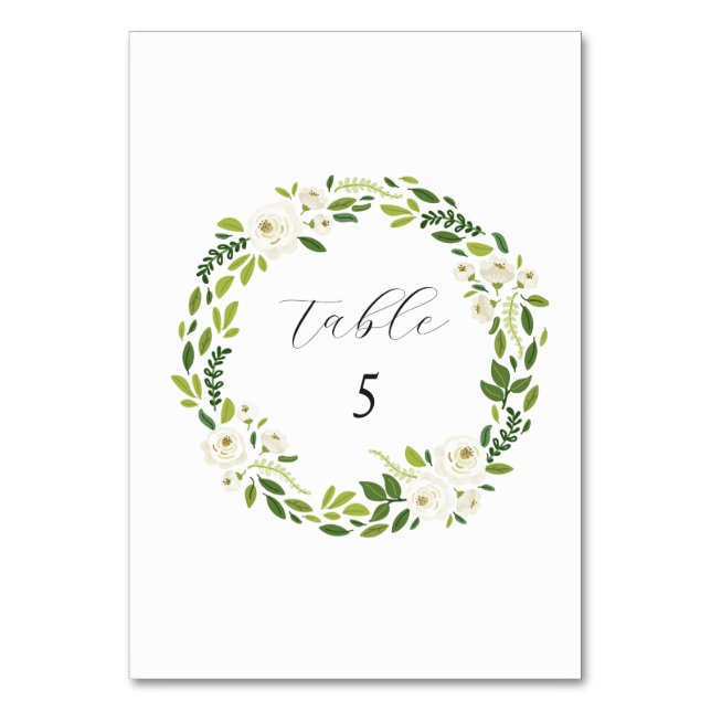 Numéro De Table Cadre floral de rose blanche de luxe  (Par défaut)
