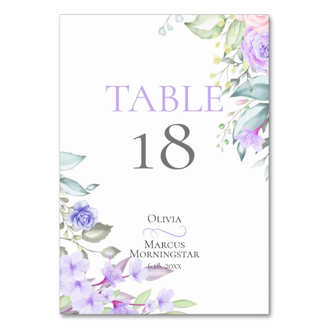 Numéro de table | Cadre floral Lilac (Par défaut)