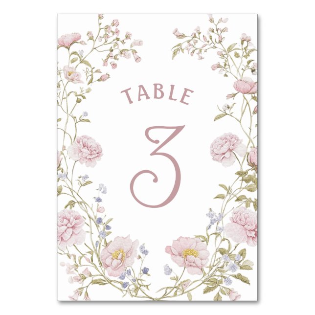 Numéro De Table Cadre floral rose tendre (Par défaut)