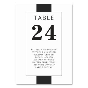Numéro De Table Cadre géométrique noir et blanc minimal avec noms