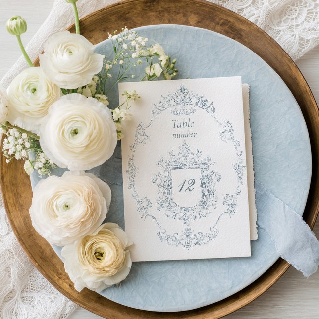 Numéro De Table Cadre Mariage bleu vintage (Créateur téléchargé)