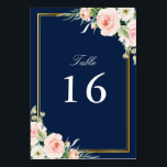Numéro De Table cadre mariage d'or fleuri à l'aquarelle<br><div class="desc">un cadre fleuri agréable avec des fleurs roses pastel. Le texte et les couleurs de cette carte peuvent être personnalisés.</div>