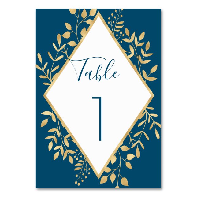 Numéro De Table Cadre Moderne Bleu et Or  (Par défaut)
