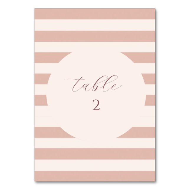 Numéro De Table Cadre rond rayé rose poussiéreux  (Par défaut)