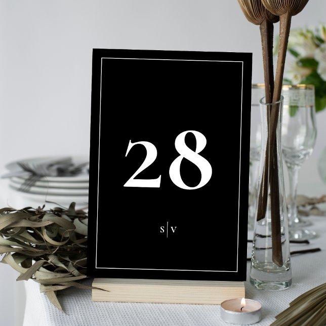 Numéro De Table Cadre | Smoking élégant Monogramme Mariage noir (Créateur téléchargé)