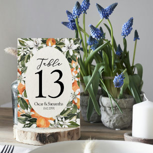 Numéro De Table Cadre tendance Orange Fleurs & Leaf Beauté