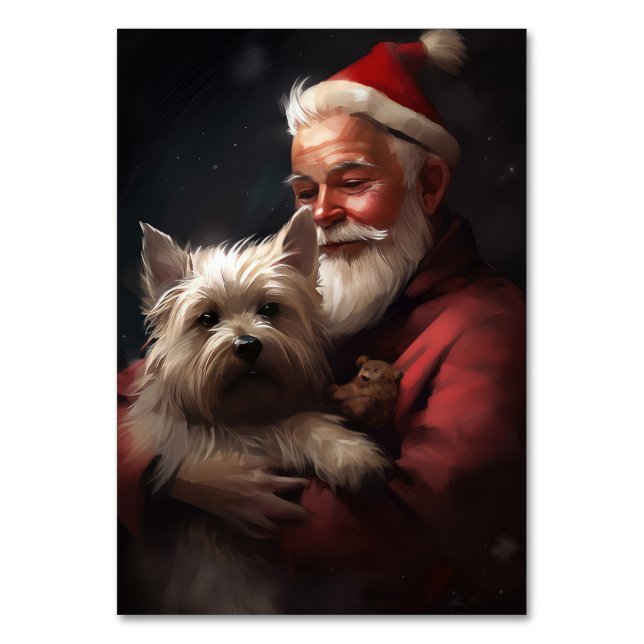 Numéro De Table Cairn Terrier Avec Noël Festif Du Père Noël (Par défaut)