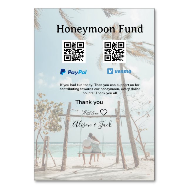Numéro De Table Caisse de lune de miel venomo paypal don Q R coupl (Par défaut)